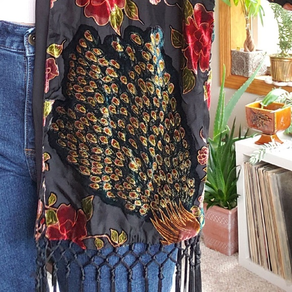 Xhilaration Fringed Burnout Kimono - Picture 2 of 5
